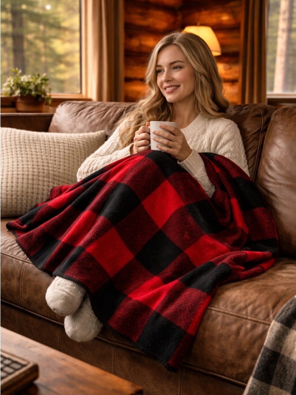 Vintage Woolrich Red/Black Rustic Buffalo Plaid Wool Throw Blanket- Size 50x60 - Picture 5 of 5